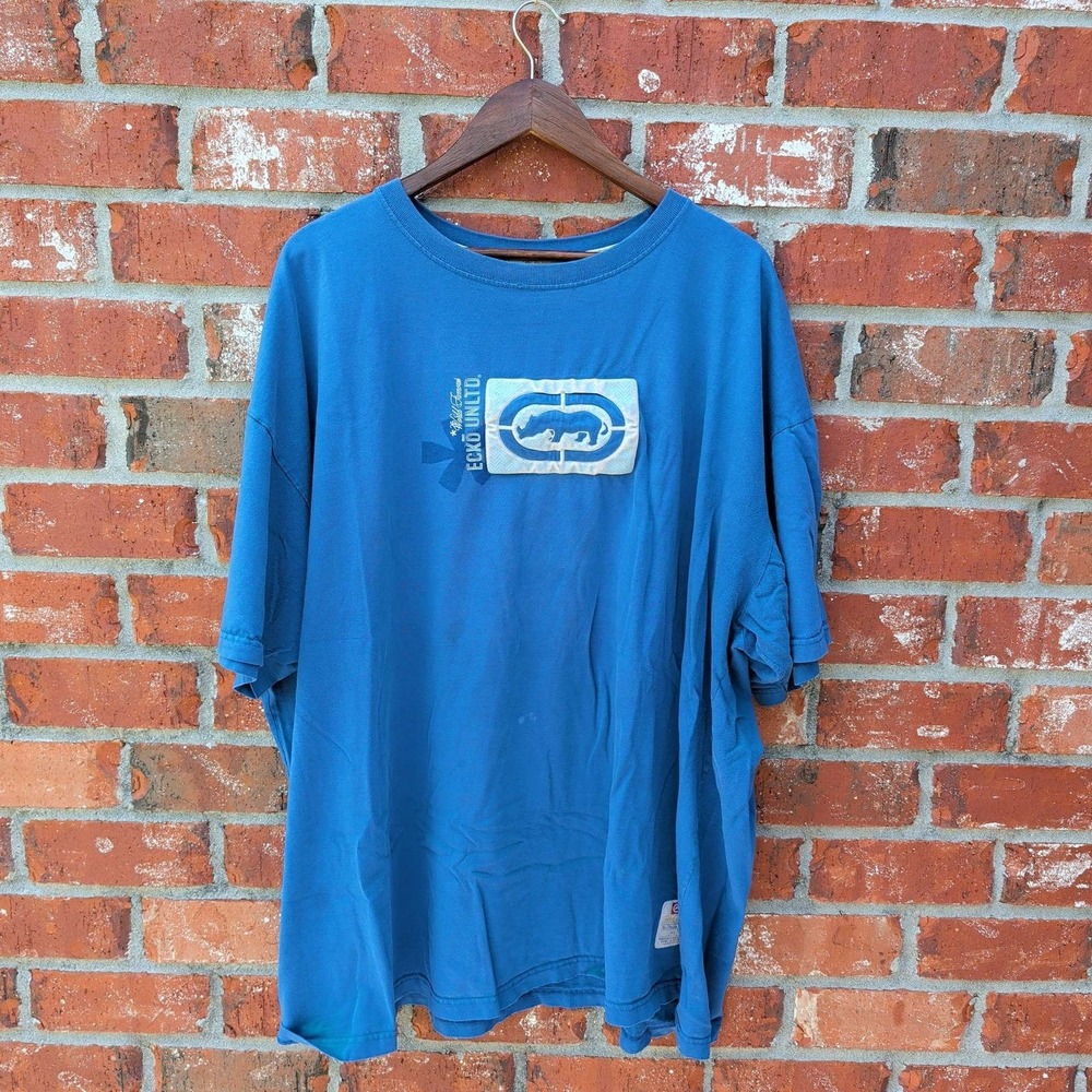Ecko Unltd T Shirt Mens 4XL Blue Rhino Logo Graphic Streetwear Y2K Cotton